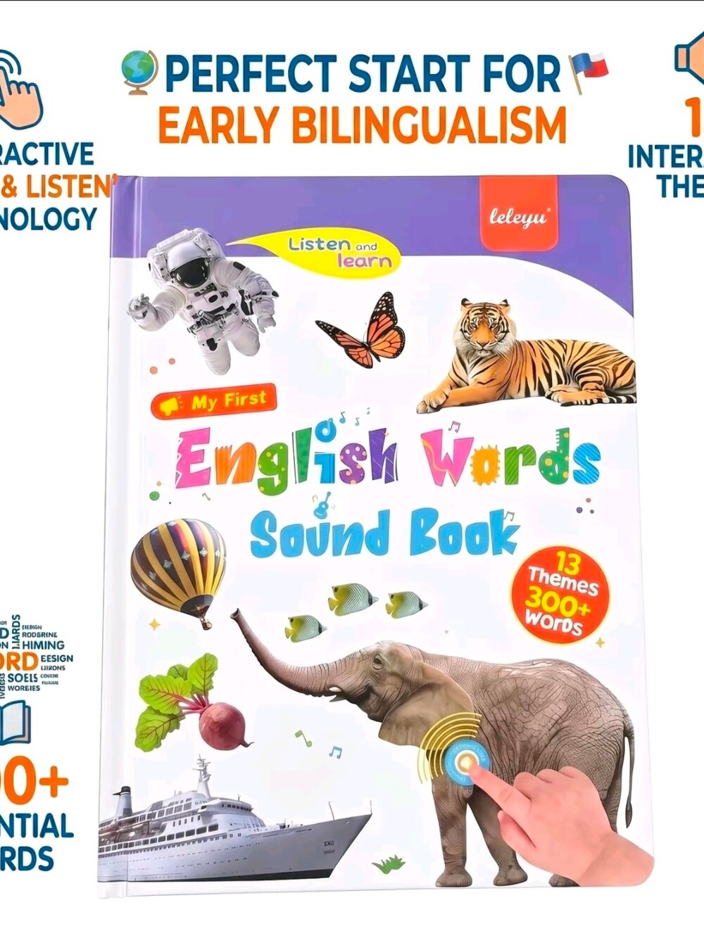 Leleyu My First English Words Sound Book - White & Purple